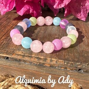 Pink quartz pastel beaded bracelet/